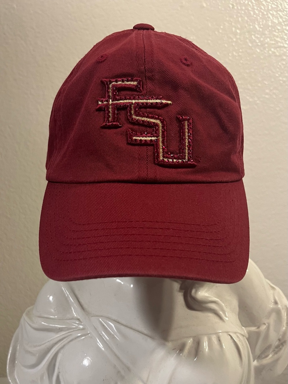 Swarovski cristal bling vintage FSU Embroidered Maroon Baseball Cap